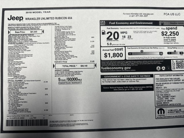 2018 Jeep Wrangler Unlimited Rubicon