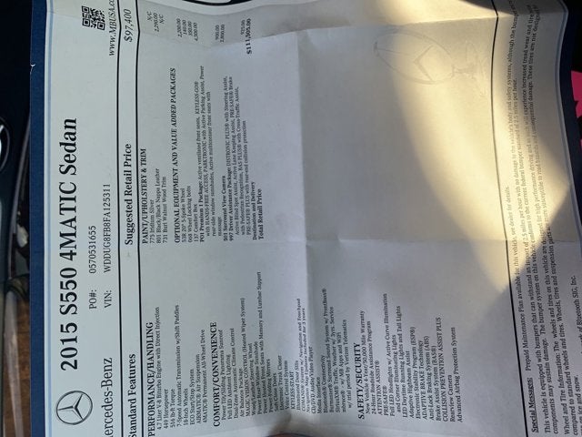 2015 Mercedes-Benz S-Class S 550